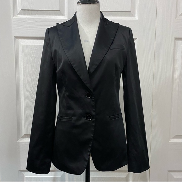 H&M Black Sateen Blazer Jacket